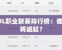 探秘韓國LOL職業(yè)聯(lián)賽排行榜：誰主沉浮，誰將崛起？