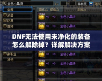 DNF無法使用未凈化的裝備怎么解除掉？詳解解決方案！