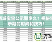 夢幻西游寶寶公示期多久？揭秘寶寶公示期的時間和技巧！