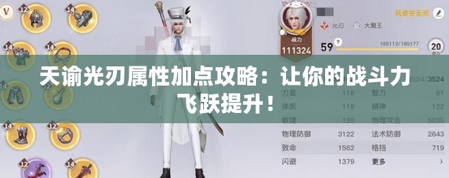 天諭光刃屬性加點(diǎn)攻略：讓你的戰(zhàn)斗力飛躍提升！