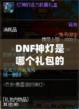 DNF神燈是哪個(gè)禮包的？探索《地下城與勇士》最新神燈禮包的驚喜與價(jià)值