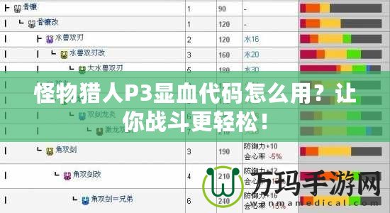 怪物獵人P3顯血代碼怎么用？讓你戰(zhàn)斗更輕松！