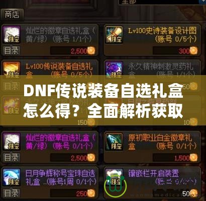 DNF傳說裝備自選禮盒怎么得？全面解析獲取方式與技巧