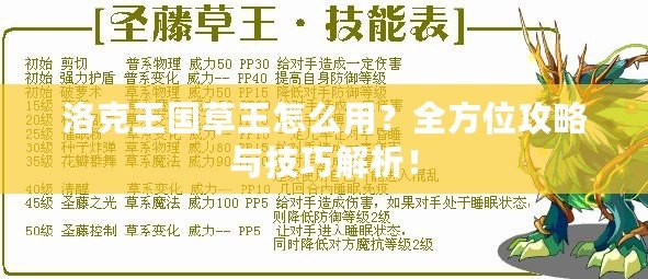 洛克王國草王怎么用？全方位攻略與技巧解析！