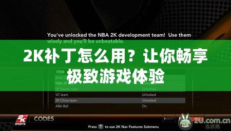 2K補丁怎么用？讓你暢享極致游戲體驗