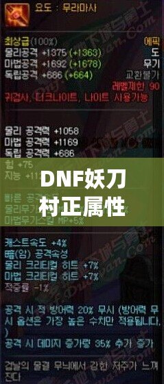 DNF妖刀村正屬性解析：強力武器，助你登頂巔峰！