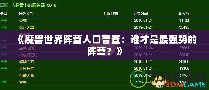 《魔獸世界陣營人口普查：誰才是最強勢的陣營？》