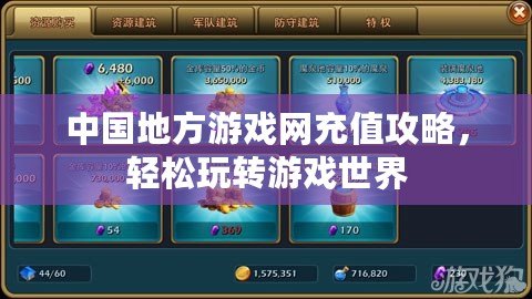 中國(guó)地方游戲網(wǎng)充值攻略，輕松玩轉(zhuǎn)游戲世界