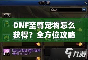 DNF至尊寵物怎么獲得？全方位攻略助你輕松入手！