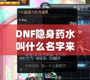 DNF隱身藥水叫什么名字來著？揭秘這款神奇道具背后的秘密