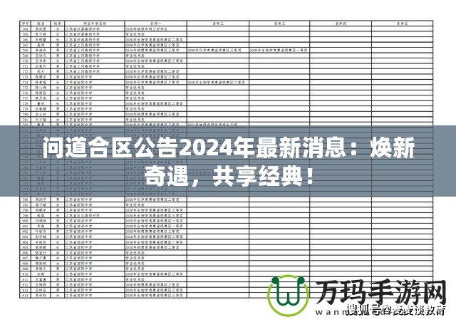 問道合區(qū)公告2024年最新消息：煥新奇遇，共享經(jīng)典！