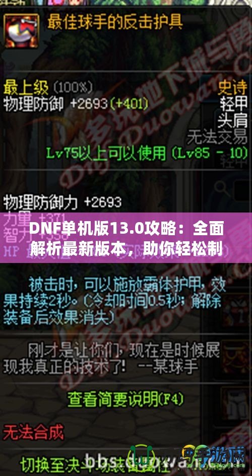 DNF單機(jī)版13.0攻略：全面解析最新版本，助你輕松制霸地下城！