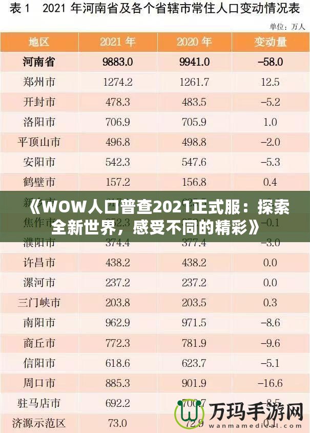 《WOW人口普查2021正式服：探索全新世界，感受不同的精彩》