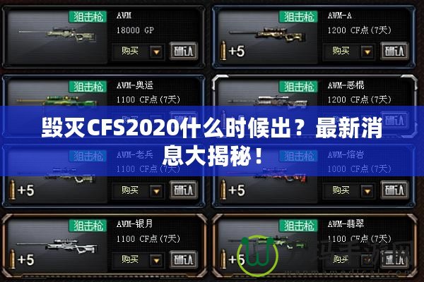 毀滅CFS2020什么時候出？最新消息大揭秘！