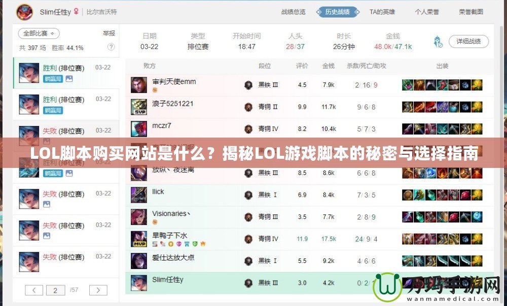 LOL腳本購買網(wǎng)站是什么？揭秘LOL游戲腳本的秘密與選擇指南