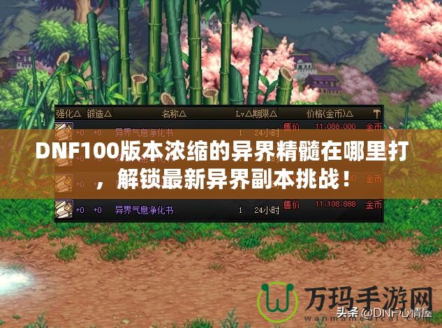 DNF100版本濃縮的異界精髓在哪里打，解鎖最新異界副本挑戰(zhàn)！