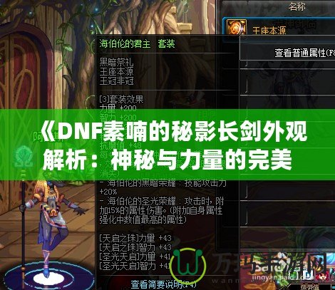 《DNF素喃的秘影長劍外觀解析：神秘與力量的完美結(jié)合》