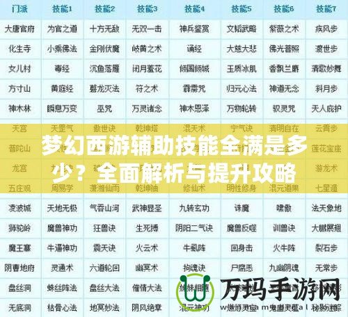 夢幻西游輔助技能全滿是多少？全面解析與提升攻略