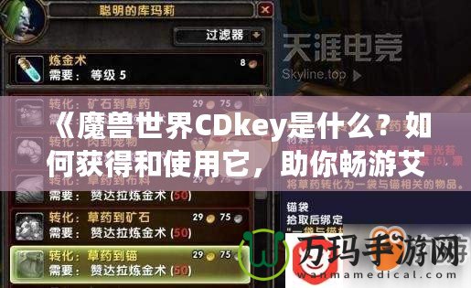 《魔獸世界CDkey是什么？如何獲得和使用它，助你暢游艾澤拉斯》