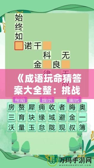 《成語玩命猜答案大全整：挑戰(zhàn)智力的游戲樂趣》