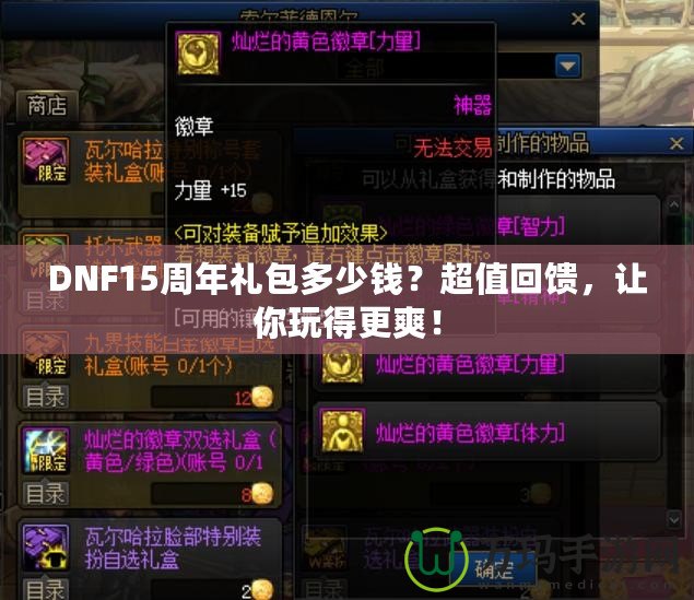 DNF15周年禮包多少錢？超值回饋，讓你玩得更爽！