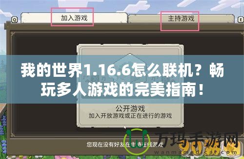 我的世界1.16.6怎么聯(lián)機(jī)？暢玩多人游戲的完美指南！